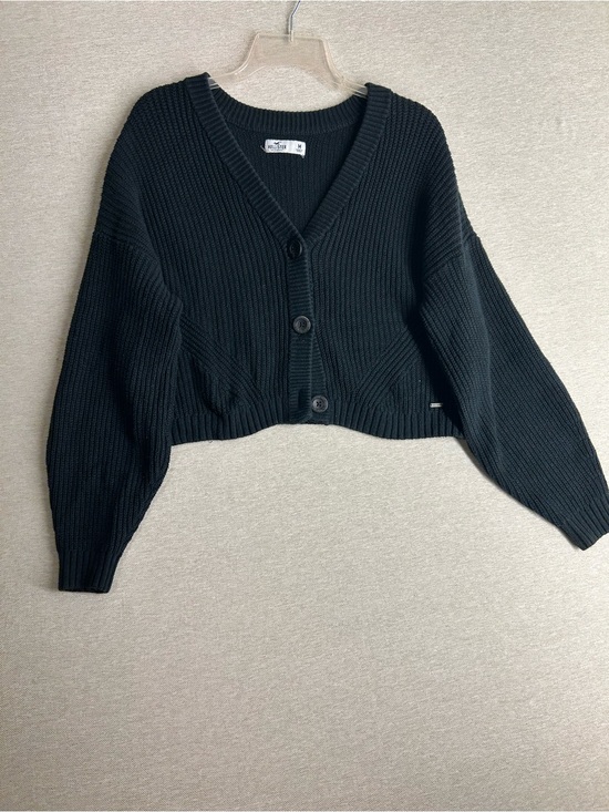 Hollister Sweaters - Hollister Black Cropped V-Neck Ribbed Cardigan